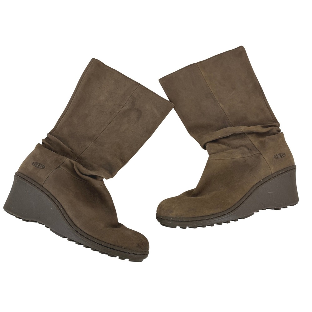 KEEN Akita Mid‎ Brown Women's Brown Suede Wedge Tall Boots Size 8.5